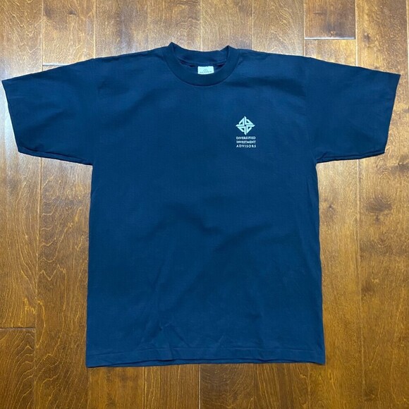 Alore Vintage Single Stitch DIA USA Flag Navy Blue T-Shirt Men's Size Large - Picture 3 of 8